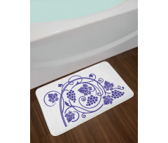 Monotone Grapes Leaves Art Bath Mat