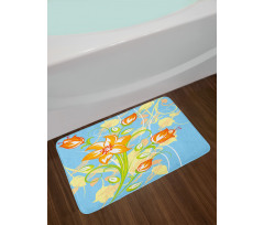 Retro Style Tiger Lily Art Bath Mat