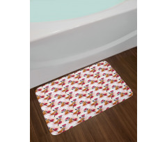 Striped Lavatera Flowers Bath Mat