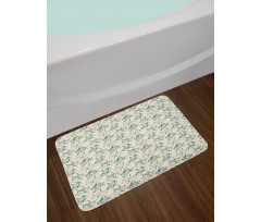 Hand Drawn Botany Motifs Bath Mat