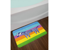 Doodle Animal Stripes Bath Mat