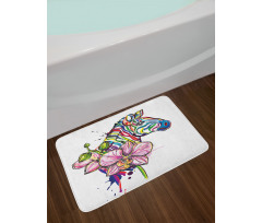 Animal Orchid Ink Art Bath Mat