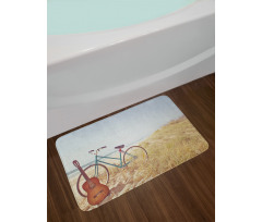 Old Vintage Guitar Beach Bath Mat