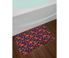 Blooming Flowers and Birds Bath Mat