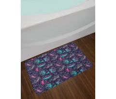 Floral Outline Drawings Bath Mat