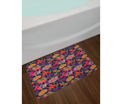 Floral Jungle Illustration Bath Mat