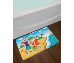 Happy Family on the Beach Bath Mat