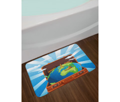 Globe in a Vacation Suitcase Bath Mat