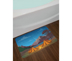 Camping in Woods at Night Bath Mat