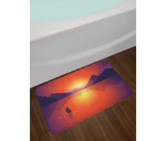 Lonely Sailboat at Sunset Bath Mat