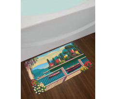 Mediterranean Romantic Scene Bath Mat