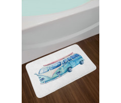 Watercolor Happy Surf Van Bath Mat