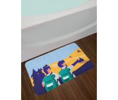 Adventurous Men in Hiking Bath Mat