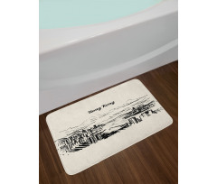 Hong Kong Skyline Wording Bath Mat