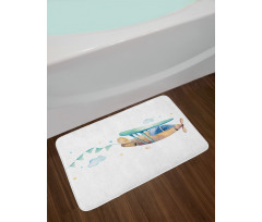 Nursery Airplane Cloud Stars Bath Mat