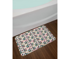 Grunge Style Bold Stripes Bath Mat