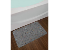 Calligraphic Spotted Design Bath Mat