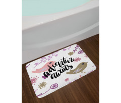 Sketch Floral Text Bath Mat