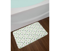 Tea Leaves Faded Colors Bath Mat