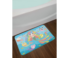 Funky Underwater Characters Bath Mat