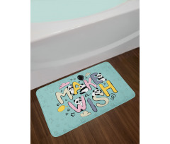 Whimsical Calligraphic Design Bath Mat