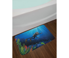 Scuba Diver Exploring Art Bath Mat