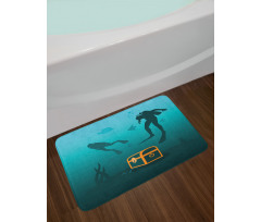 Divers and Sunken Ship Bath Mat