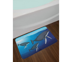 Swimming Whales Scenery Bath Mat