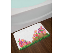 Flowers on Grass Bath Mat