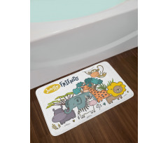 Cartoon Jungle Friends Fauna Bath Mat