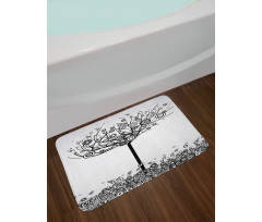 Circular Leaves Bath Mat