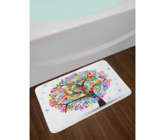 Blooming Flowers Heart Bath Mat