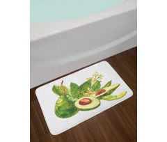 Watercolor Style and Leafy Bath Mat