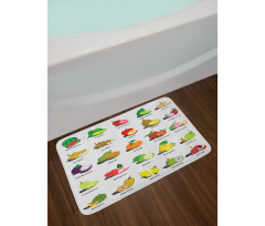 Calligraphic Food Items Bath Mat