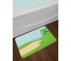 Field Trees Flag Bath Mat