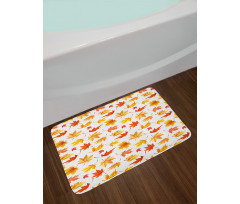 Fallen Maple Leaves Pattern Bath Mat