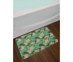 Exotic Pastel Plumeria Pattern Bath Mat