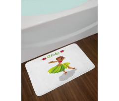 Hula Dancer Girl Aloha Wording Bath Mat