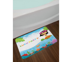 Hula Girl on a Turtle Bath Mat