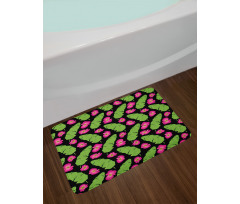 Banana Palm and Flowers Bath Mat