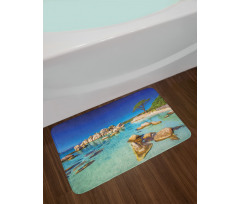 Beach and Clear Ocean Bath Mat