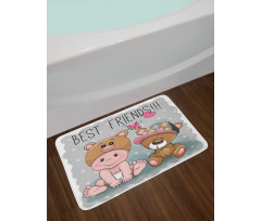 Teddy Bear Butterflies Bath Mat