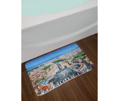 Square in Rome Cityscape Bath Mat