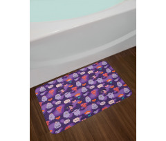 Funky Hearts and Creatures Bath Mat