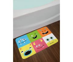 Colorful Blocks Emoticon Bath Mat