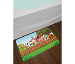 Farm Animals Mascots Bath Mat