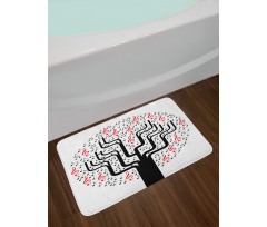 Round Geometric Tree Bath Mat