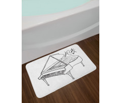 Monochrome Piano Drawing Bath Mat