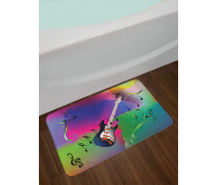 Guitar on Colorful Back Bath Mat