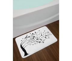 Flowing Motifs Birds Bath Mat